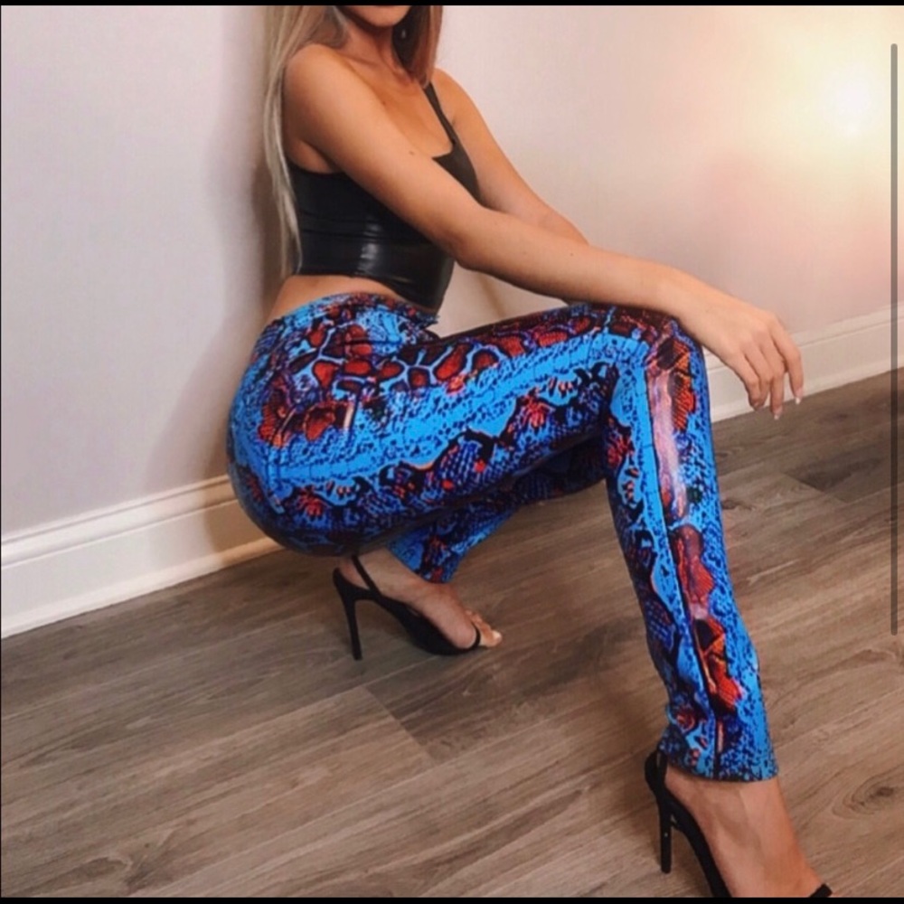 Blue Snake Print Pants